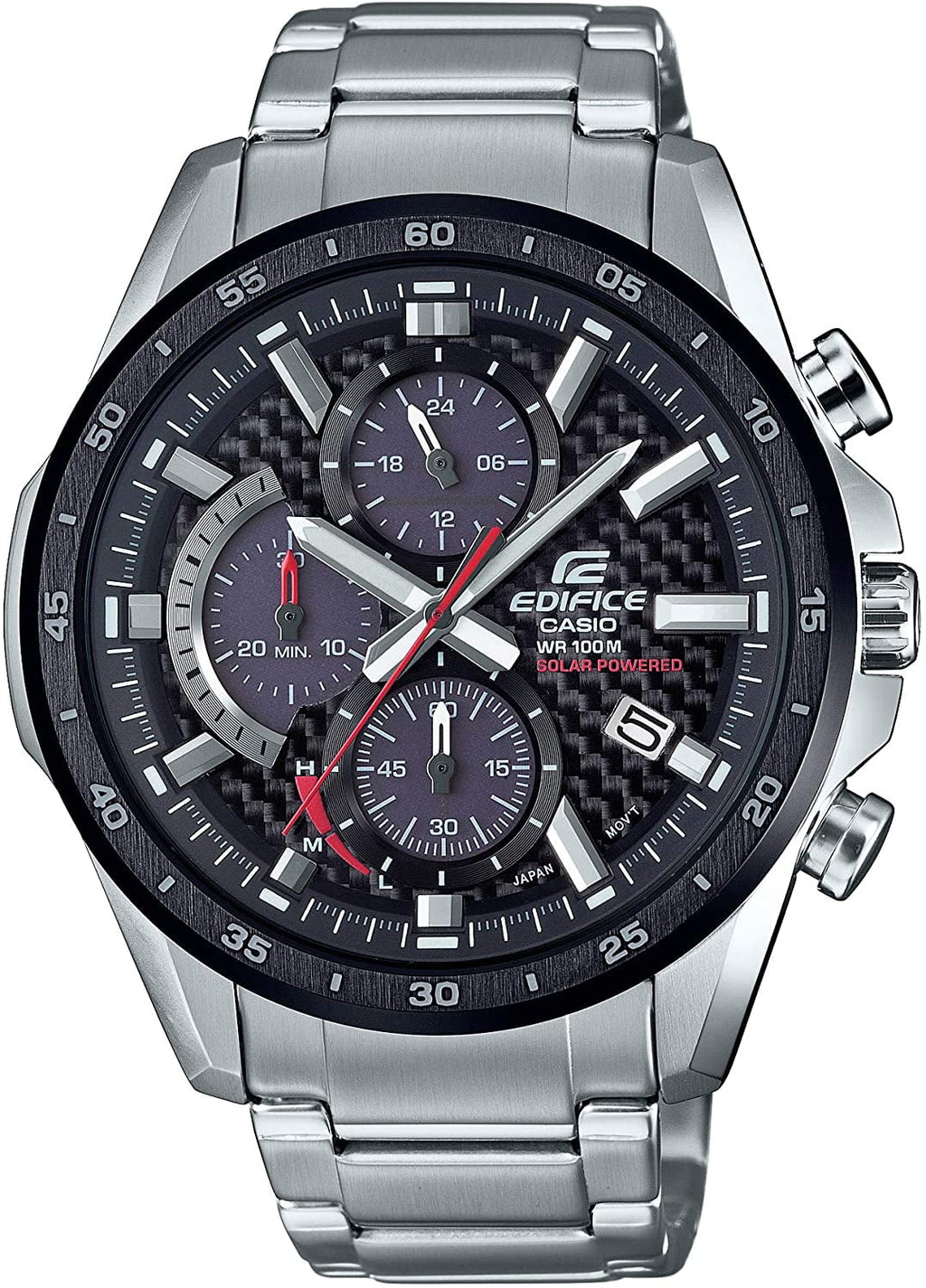 Watch Stainless Men's Casio Chronograph Solar-Powered Steel Edifice EQS-900DB-1AVCR
