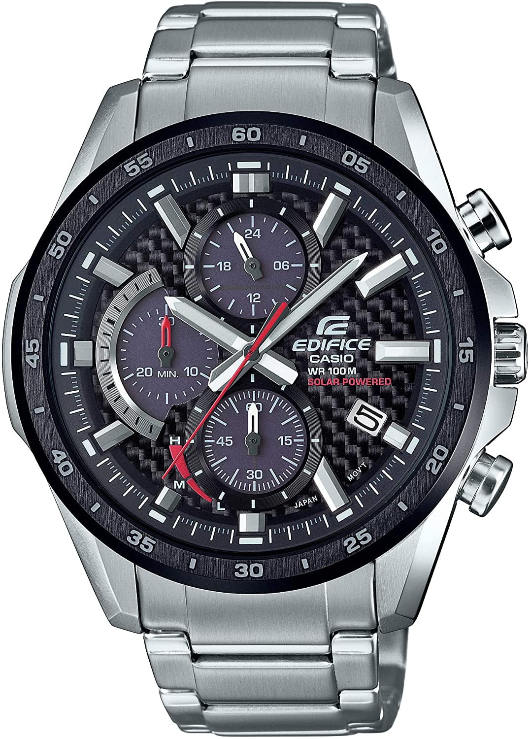 Watch Stainless Men's Casio Chronograph Solar-Powered Steel Edifice EQS-900DB-1AVCR