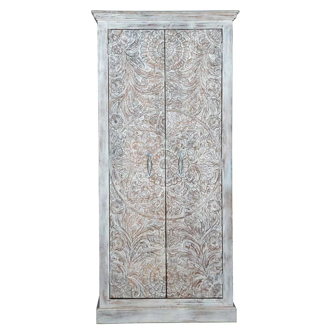 Chic Carved White Maadze Wardrobe Shabby