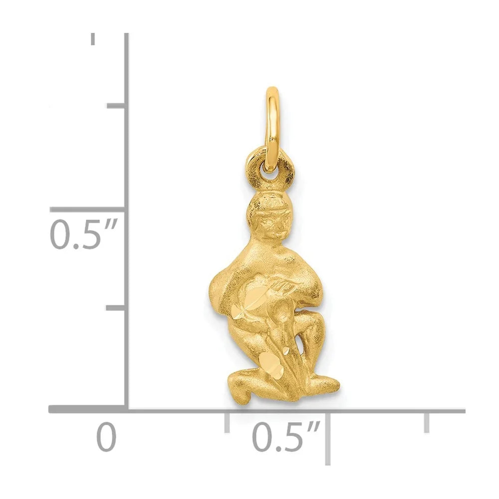 QC486 Aquarius 14k Diamond-cut Zodiac Satin Charm