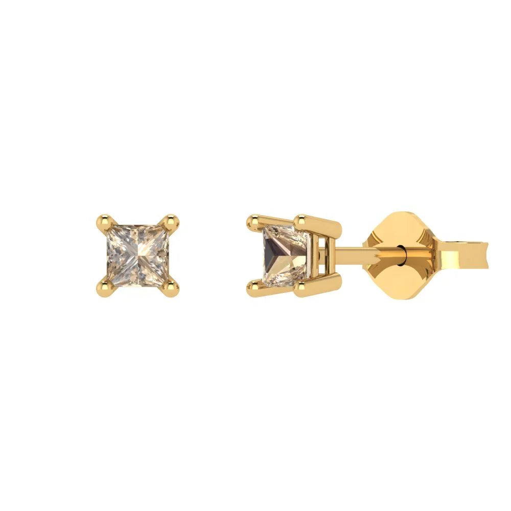 free Real Clara Solitaire Gold VVS1 Conflict Brilliant Lab back Studs Genuine Earrings Yellow Yellow 18K Created Pucci Solid Stamped Push Princess Cut 0.5 Yellow ct Moissanite