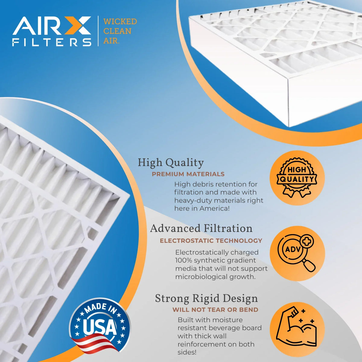 Pack Filter Air 16x25x5 Compatible AIR. Furnace 1200 Filter CLEAN MERV Premium AIRX FILTERS by FPR 1000, Made MPR with #000-0448-001 WICKED Comparable & 7 16x25x5 USA MPR Skuttle 11 2 DB-25-16 to