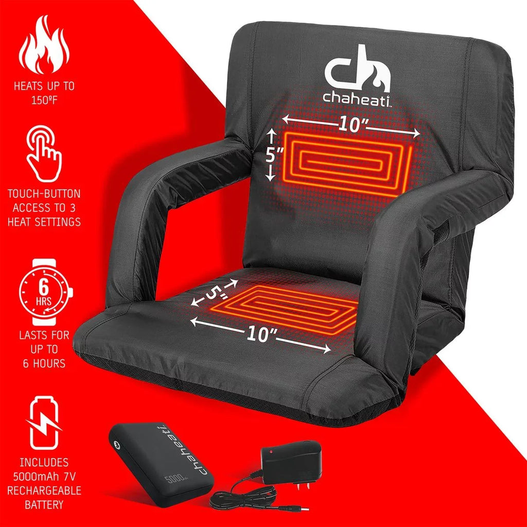 And Battery Outdoor Folding – Camping, in Bleacher Chair Activities For Heated Chaheati Seat Sports, 7 Black V Heated