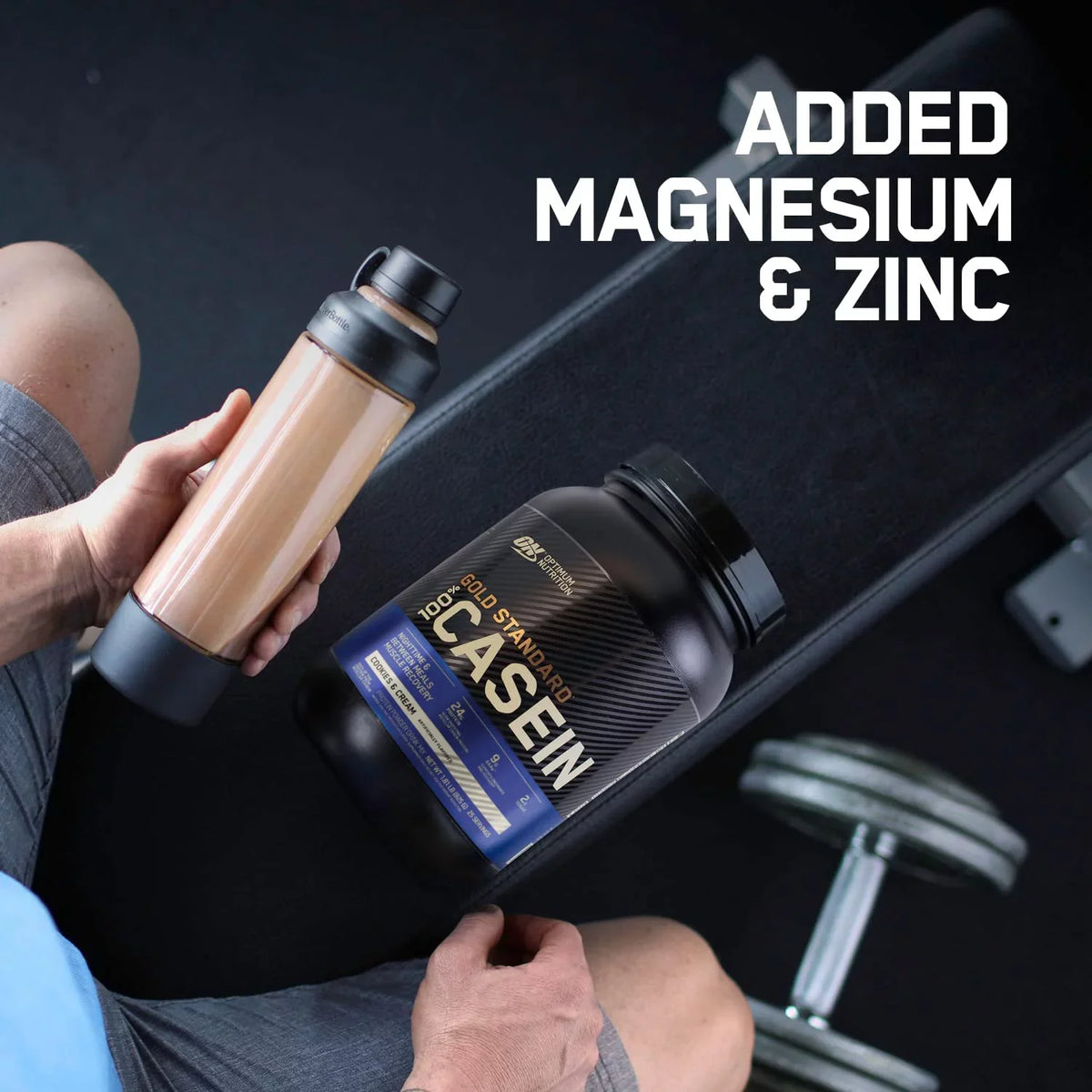Chocolate Casein, 100% Protein Gold Nutrition, Standard Powder, 1.87 Peanut Optimum 24g Butter, lb