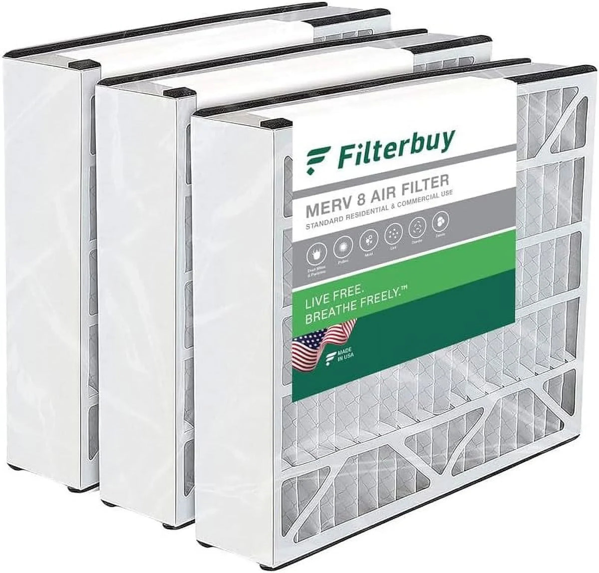 255649-105 Air AC Air Filters HVAC 8 MERV Furnace (3-Pack) Bear for Pleated Trion Filterbuy 16x25x5