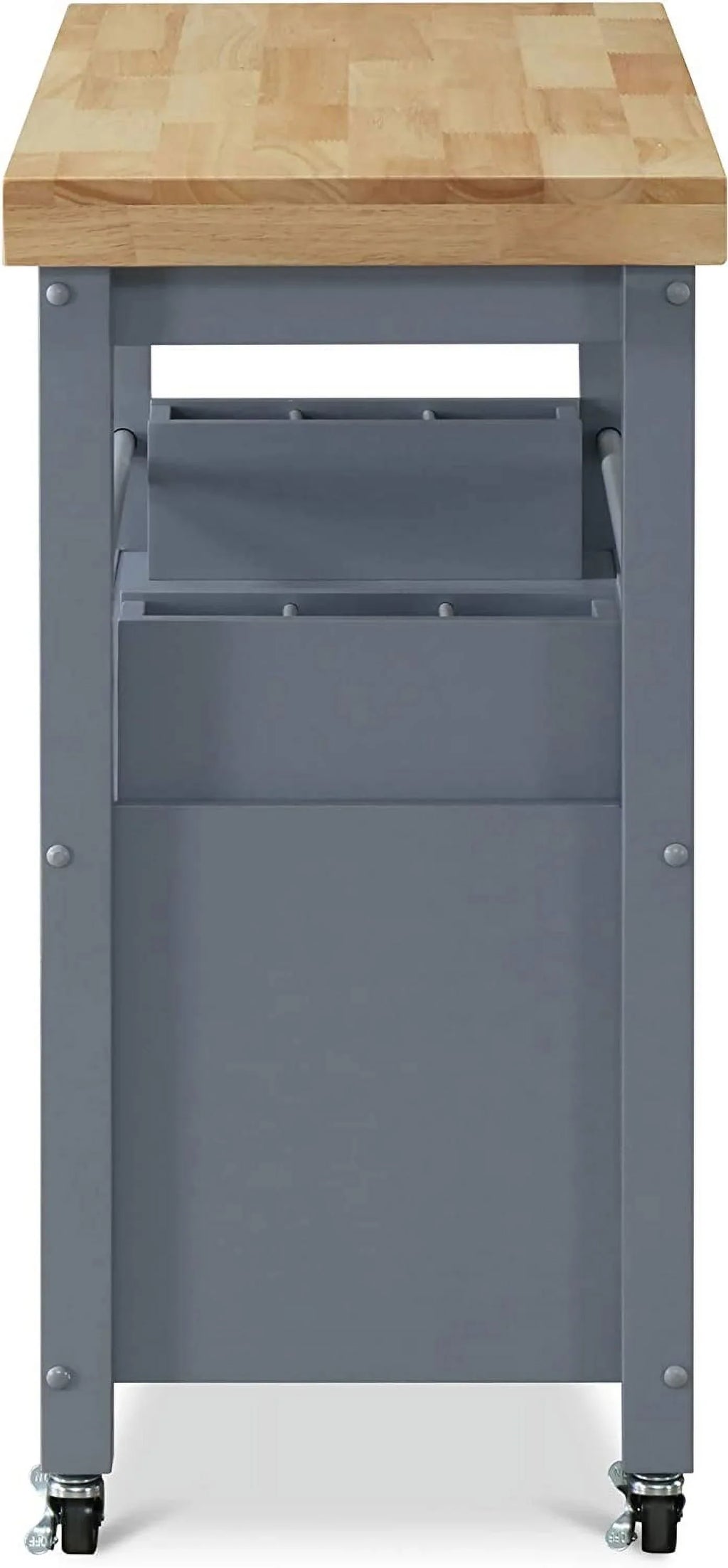 Wheels Apartment Cart Rolling Storage, With Butcher And Cabinet For Bar Portable Island Organization Block Kitchen Table, Anson Home Gray ,