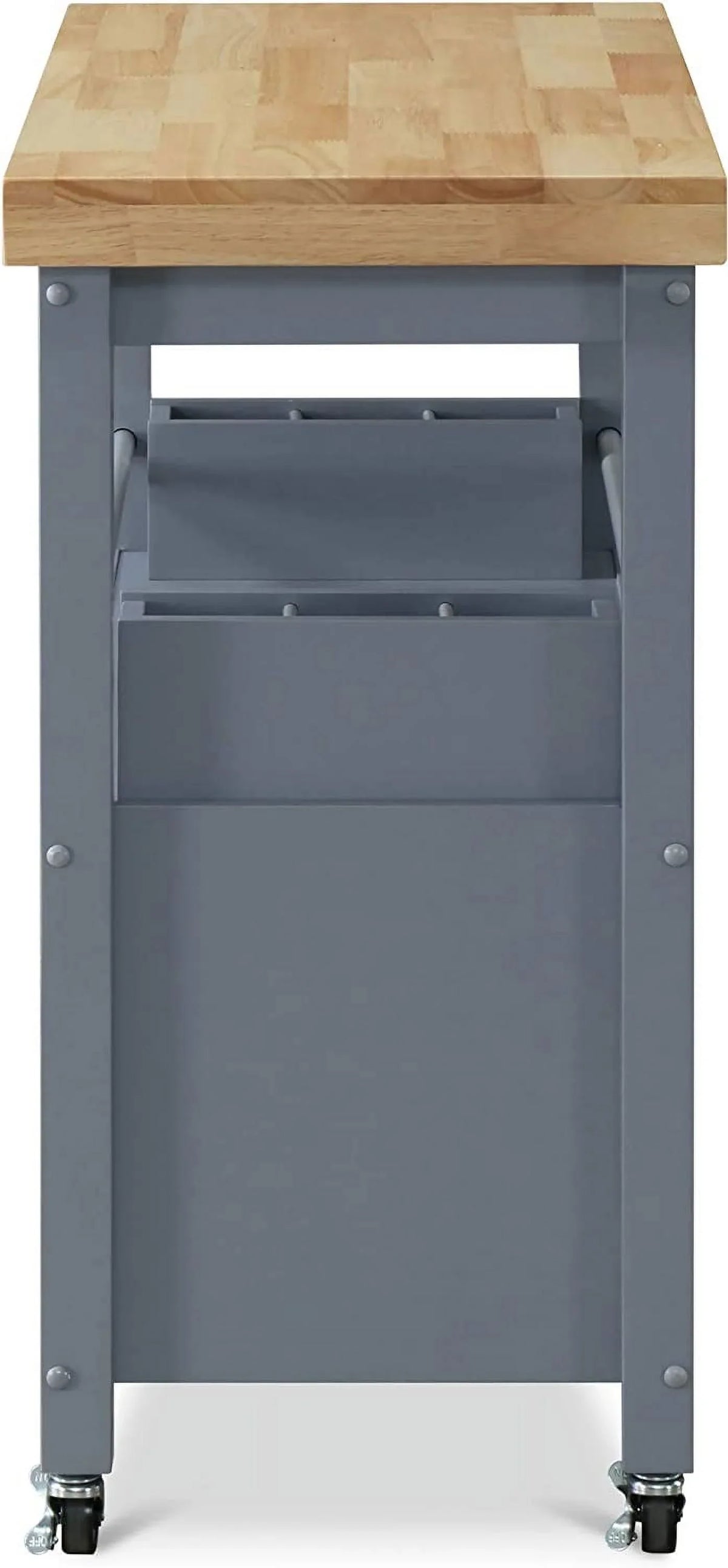 Wheels Apartment Cart Rolling Storage, With Butcher And Cabinet For Bar Portable Island Organization Block Kitchen Table, Anson Home Gray ,