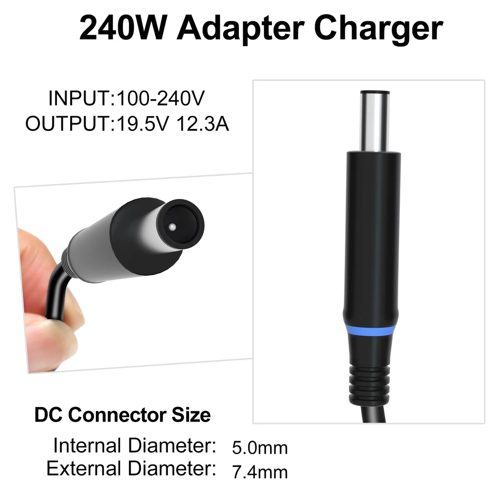 R1 Laptop Supply R5 Dell M17 G3 15 R3 Series Adapter Cord M6500 M17x 13 7710 AC 7540 R2 180W Power M15 G5 Alienware G7 Dell 240W 17 x51,Precision M6400 R4 for M4300 Charger