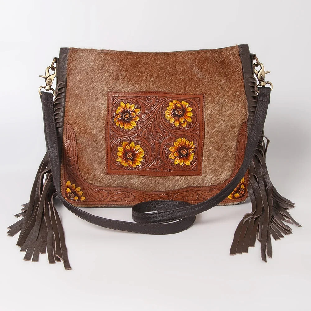 Genuine purse handbag western Hand Hair-on Leather HOBO KB KBK126 Tooled bag OHLAY women