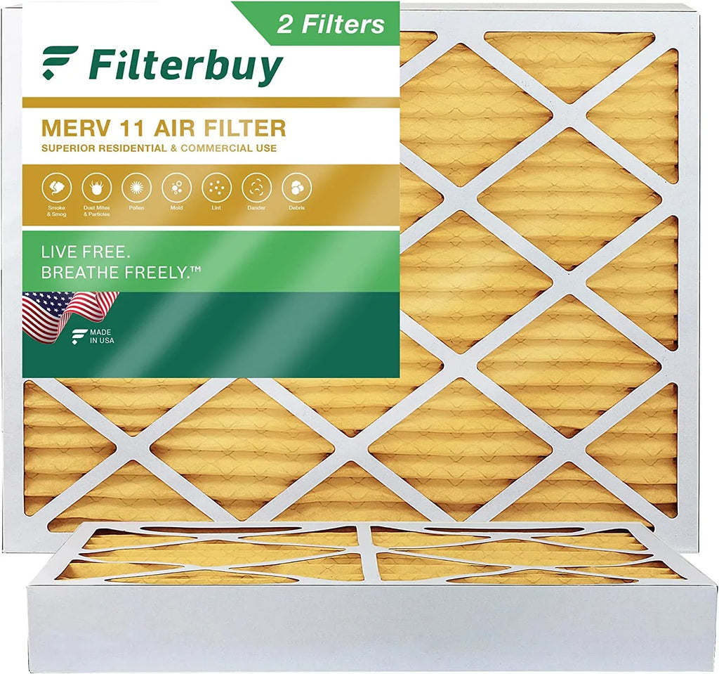 (2-Pack) MERV 11 Air Filters Pleated Filterbuy HVAC Furnace AC 24x25x4