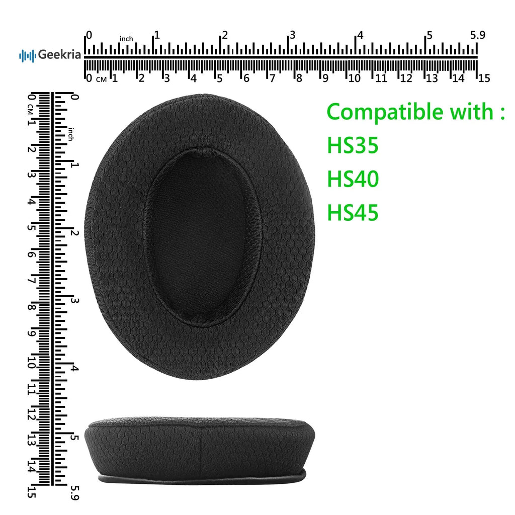 Mesh Repair Cups Headphones Thick Ear Earpads, Corsair Ear HS40, Geekria Pads Comfort Extra (Black) Ear for HS35, HS45 Fabric Cushions, Replacement Headset Parts