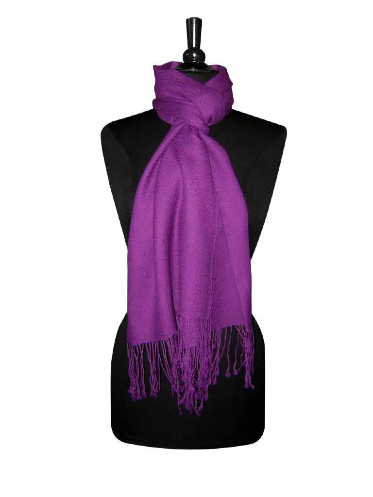 Scarf Pashmina INDIGO PURPLE Solid Biagio 100% Shawl Wool Womens Wrap Color