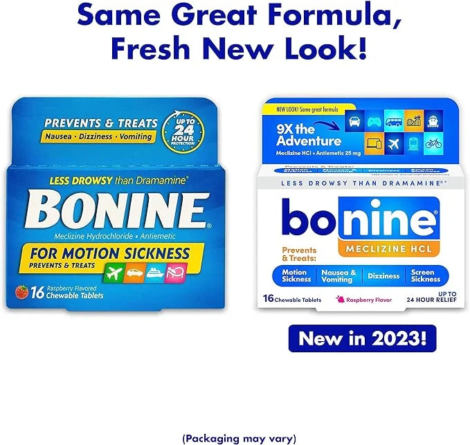 (Pack ea 16 Chewable for Motion 3) of Raspberry Bonine Sickness, Tablets