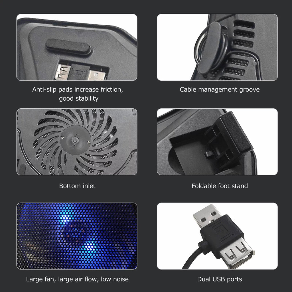 Laptops Cooling Laptop Arealer Two Below Base Low USB Portable 14 Single Ports inch Design Noise Cooler Laptop Fan Support