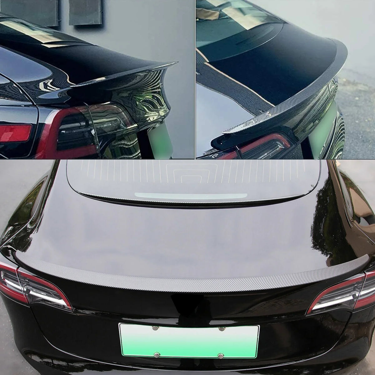 3 2017 For Wing - Carbon Tesla (Matte Spoiler Model Lip Trunk Fiber) 2023 Rear
