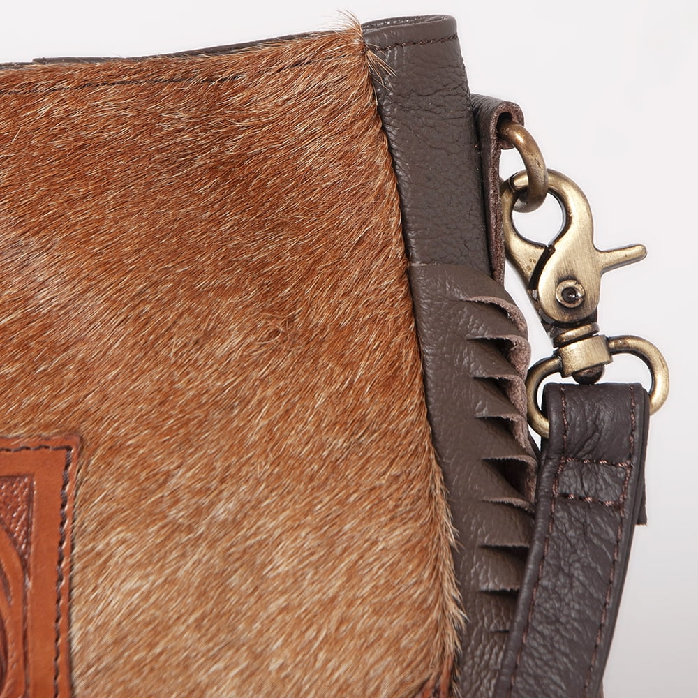 Genuine purse handbag western Hand Hair-on Leather HOBO KB KBK126 Tooled bag OHLAY women