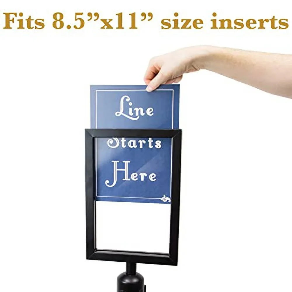 Double-Sided 8.5" Black Retractable Frame Stanchion Diameter 2" 11" Pedro's x Pudgy for Portrait Metal Belt Holder Supplies by Sign - Party Stanchions