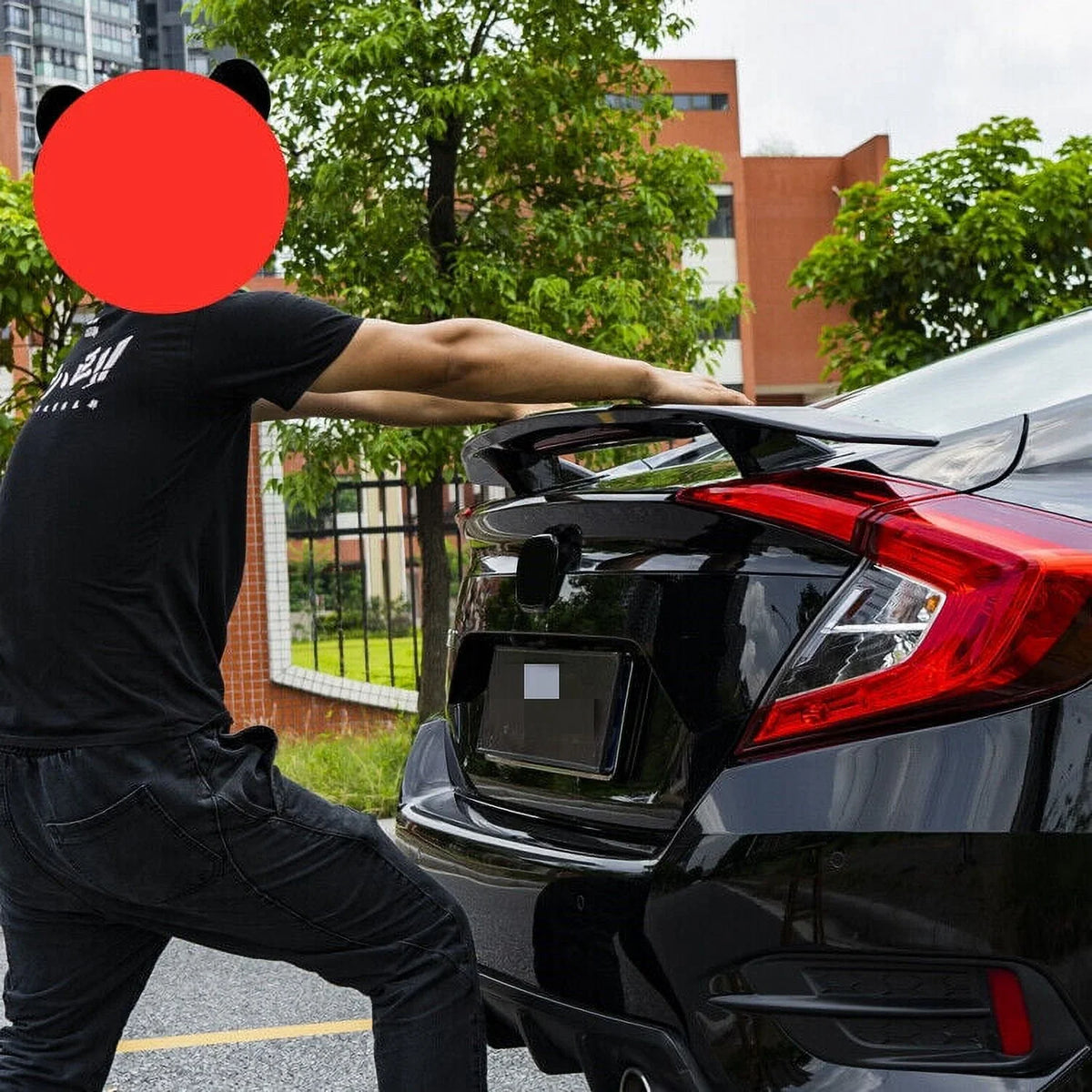Brake Black Sedan Trunk Civic 2016-2021 Spoiler For Wing Lip Light Honda Glossy