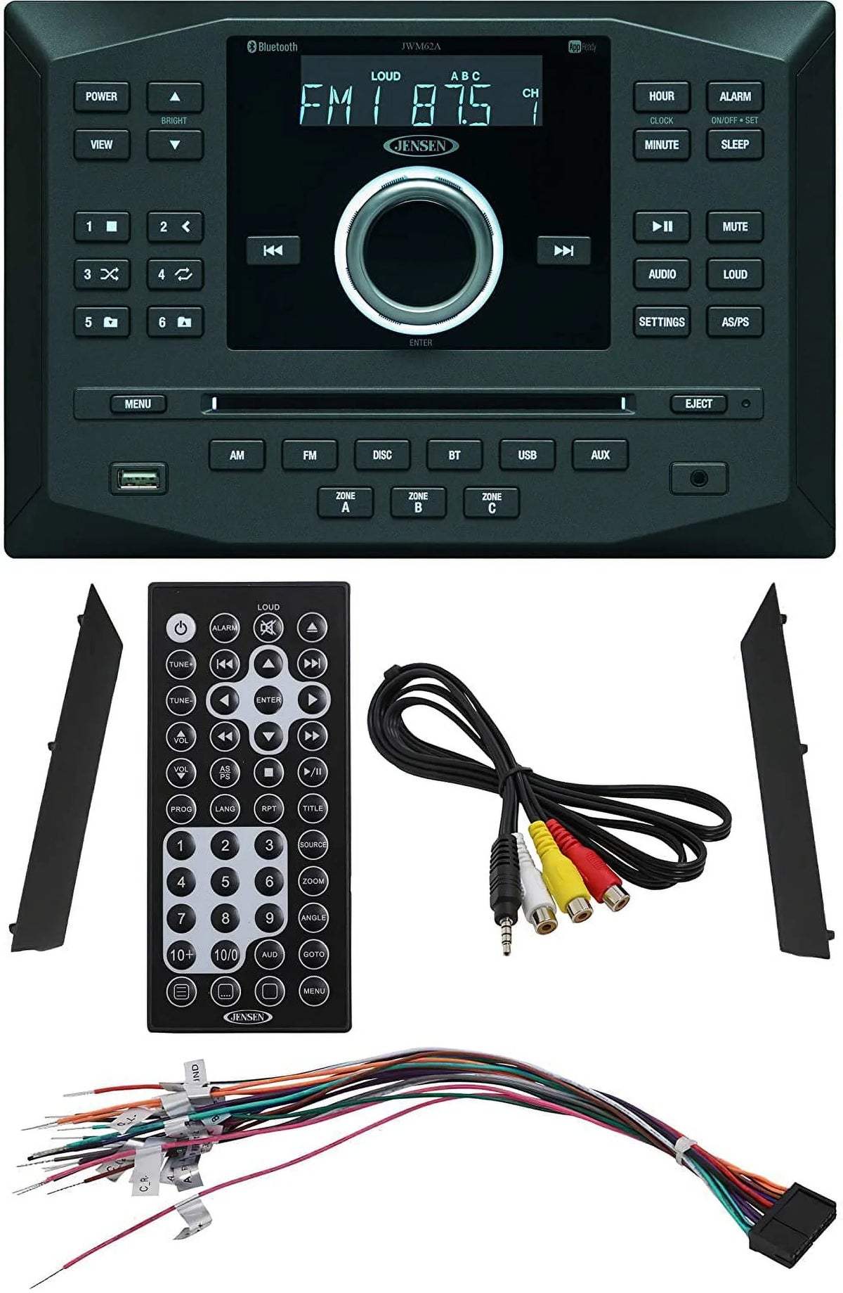 App Cd Stereo Fm Jensen Jwm62a Dvd App Ready Wallmount Usb Am Aux Bluetooth W/