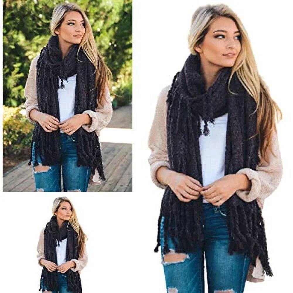 (Purple) Scarves Blanket Solid Tasseled Chunky Cozy Soft Pashmina Plaid Infinity women Lightweight Winter Quality Classy Scarf for Warm Oversized Scarfs Shawl