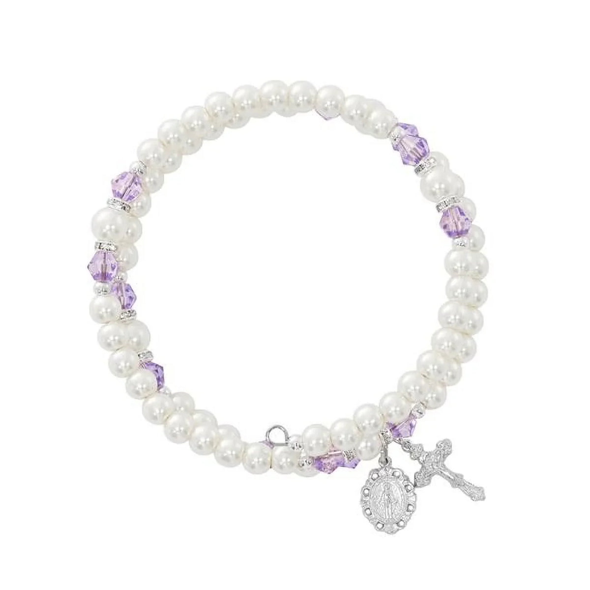 Bracelet Stretch Pearl Beads Mcvan BR7AM Amethyst & Crystal June