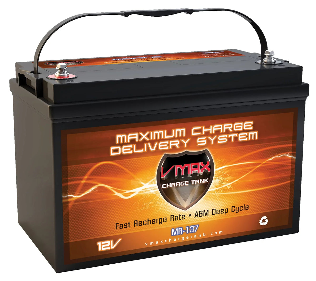 VMAX 12 Deep 50lb Volt Pound Marine 120Ah for Battery Trolling Motors AGM Cycle Thrust MR137-120 12V Grp31 Sealed 50