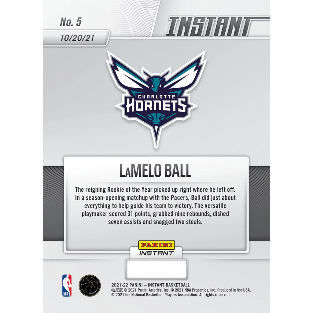 Fanatics Instant Hornets Sheet - Panini Ball Exclusive Parallel Stat Trading LaMelo Single Charlotte the Stuffs Card