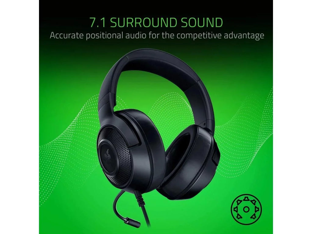 Headset: PS4, Microphone Gaming Lightweight Bendable Frame Sound Razer X Kraken Lite Classic 7.1 Black Surround Nintendo - PC, Capable Xbox, for Switch Cardioid Ultralight