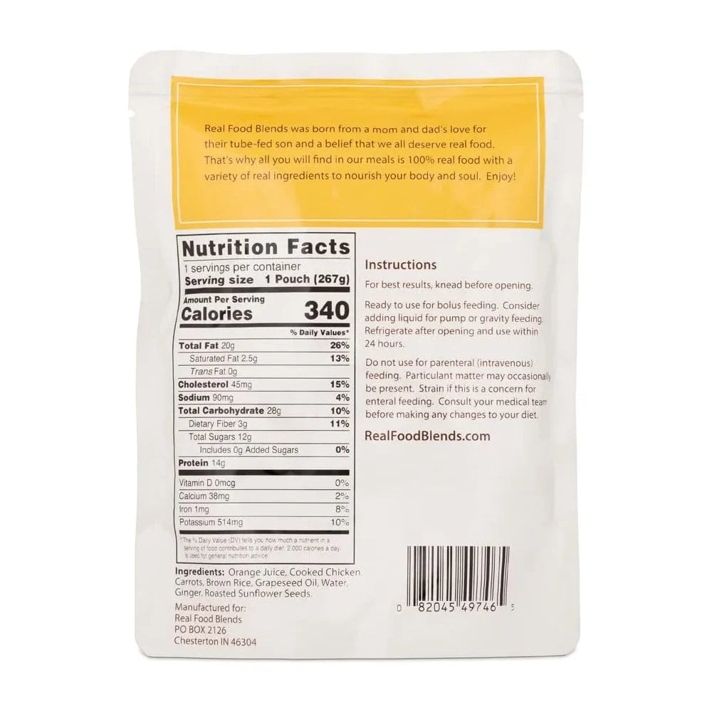 for 9.4 People Meals Chicken, & Orange (Pack Food - Fed 12) Real - of Oz Blends Carrots - Pouch Rice Brown Tube