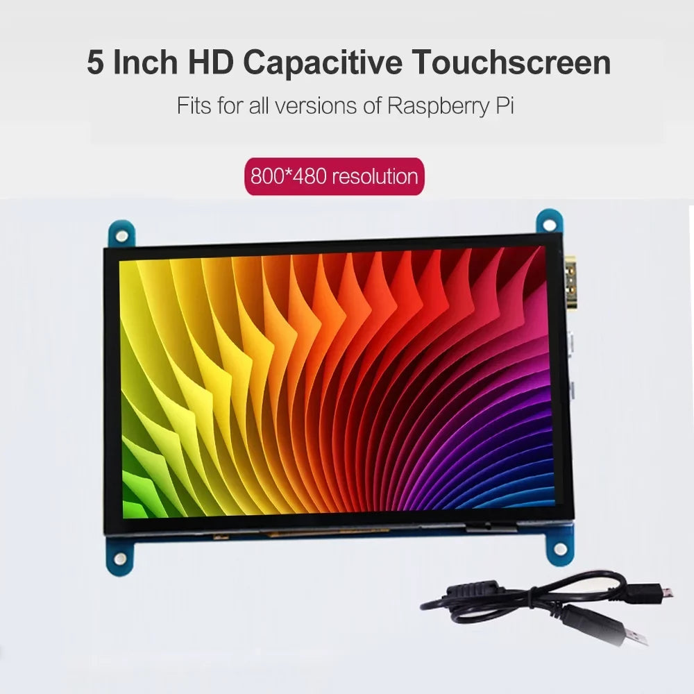 Pi Touchscreen USBInterface Portablewith with 800*480 Resolution Compatible Tool Arealer Display Raspberry 5 Small InchCapacitive