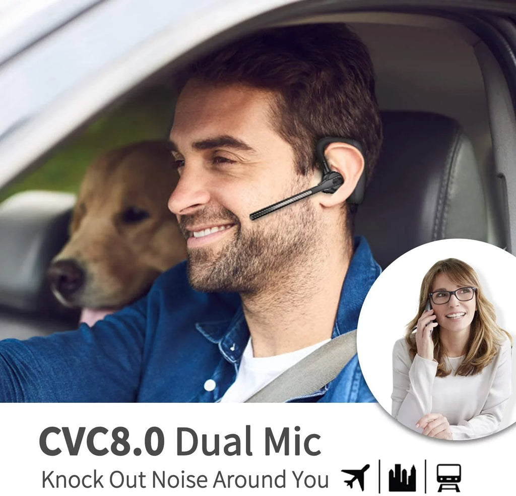 CVC8.0 Earpiece Talktime with Wireless Cancelling Dual Mic Bluetooth 16Hrs Bluetooth Noise 5.1