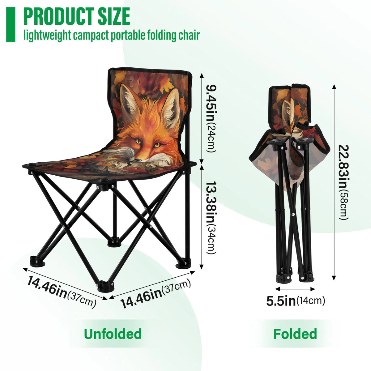 with Outdoor Camping Portable Support Beach Folding Bag Lawn Carry Chair Chair Chair 220LBS Fox Leaves with Chair Fishing to Autumn