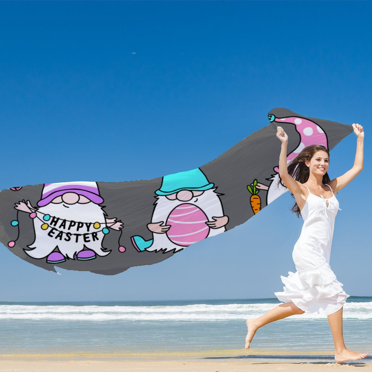 for Wraps Neck Oblong Easter Shawls Sunscreen Women Silk Large FREEAMG Scarf Headscarf Packed Wraps Hair Gift Long Gnomes