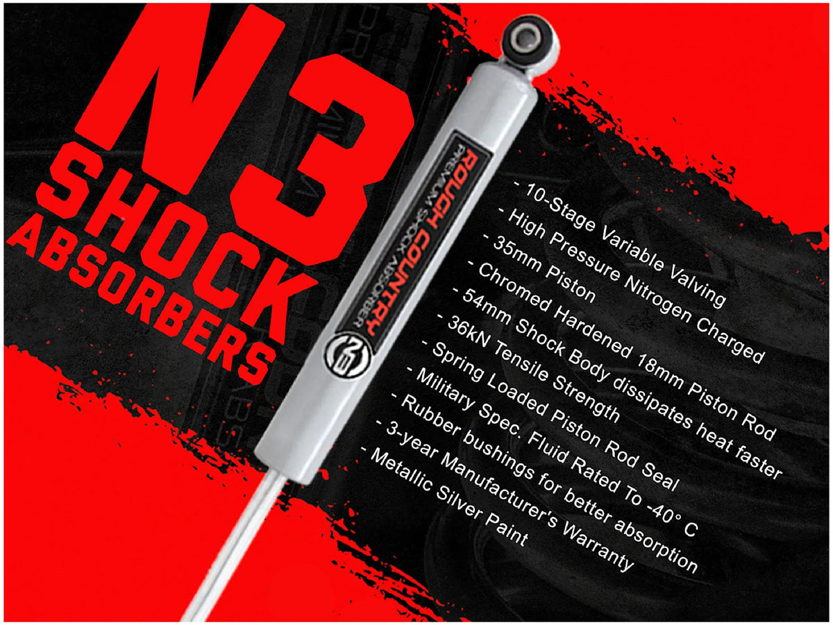 | Rough II | 3" Cherokee N3 (fits) Lift Kit 670XN2 XJ Jeep Suspension | Shocks Leaf Country Series Add 1984-2001