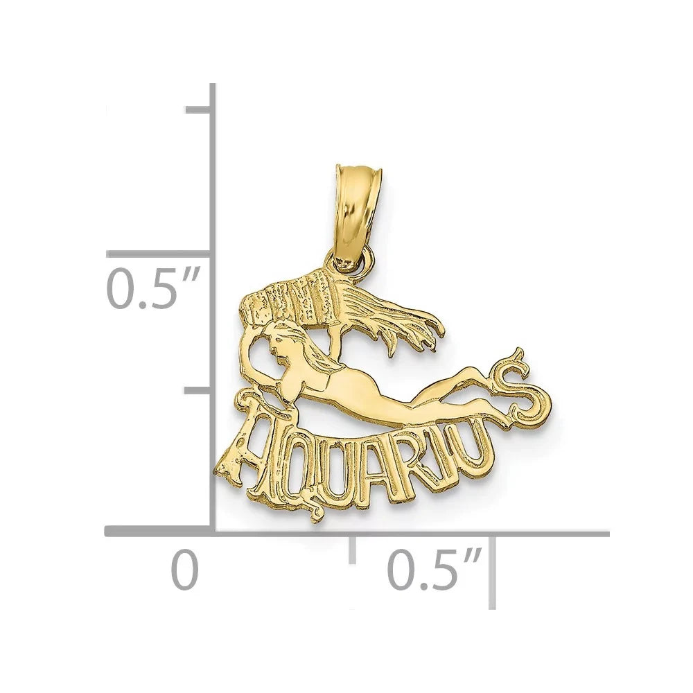 kt 16 x Charm Gold 10 Finejewelers 17 AQUARIUS Yellow Zodiac mm FJC