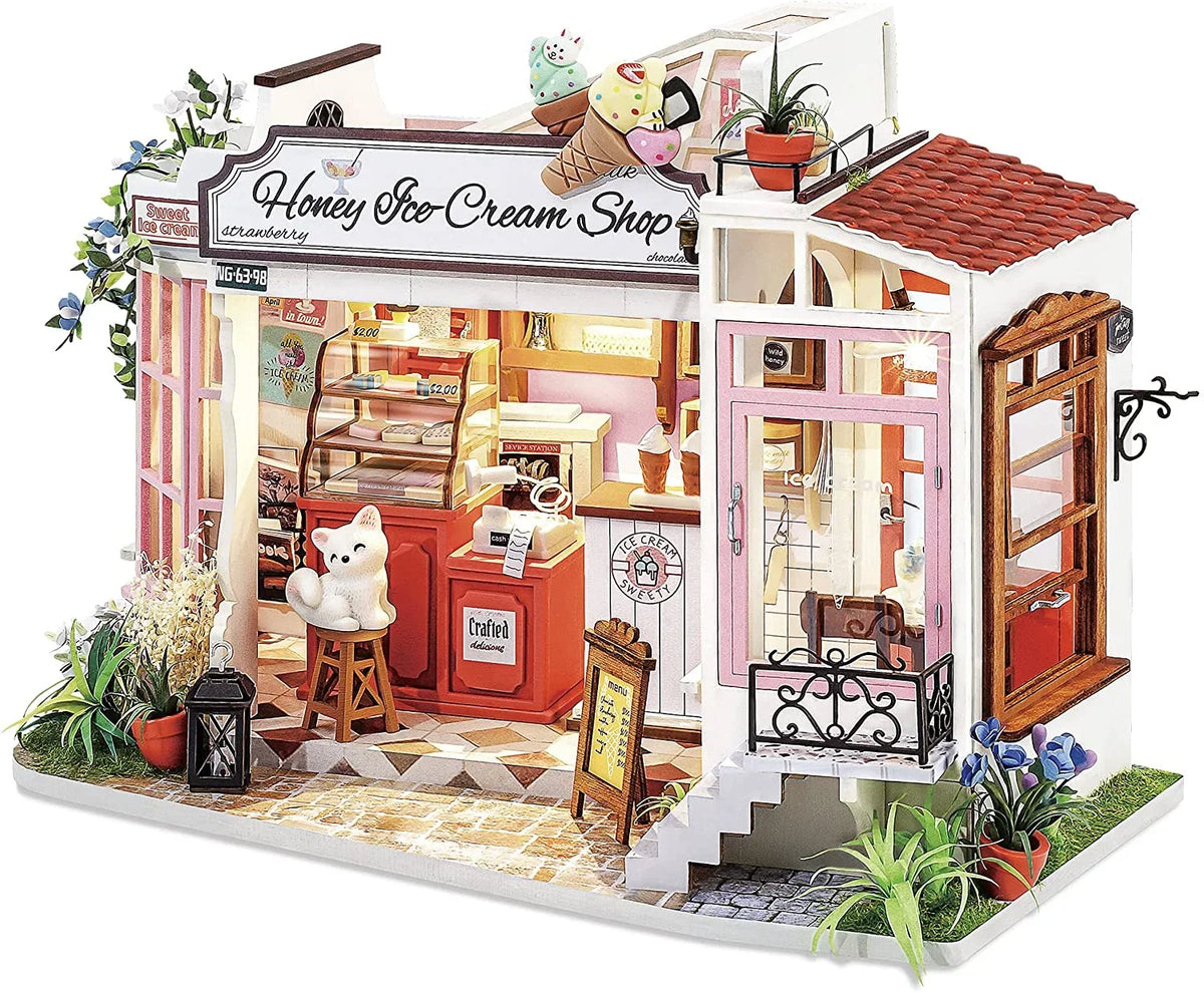 Kit Shop) Scale for Rolife DIY Decor Teens (Honey House Home Gifts Kit Adults Making Ice-Cream Tiny & Miniature 1/24 Dollhouse