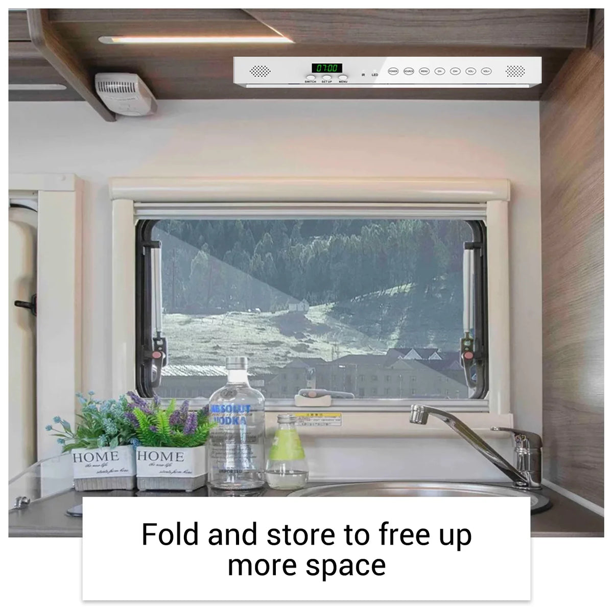 Sylvox Under 11.0 Foldable Kitchen Supports Flap Android Cabinet Bluetooth WiFi 15.6" TV down Smart TV Timing TV