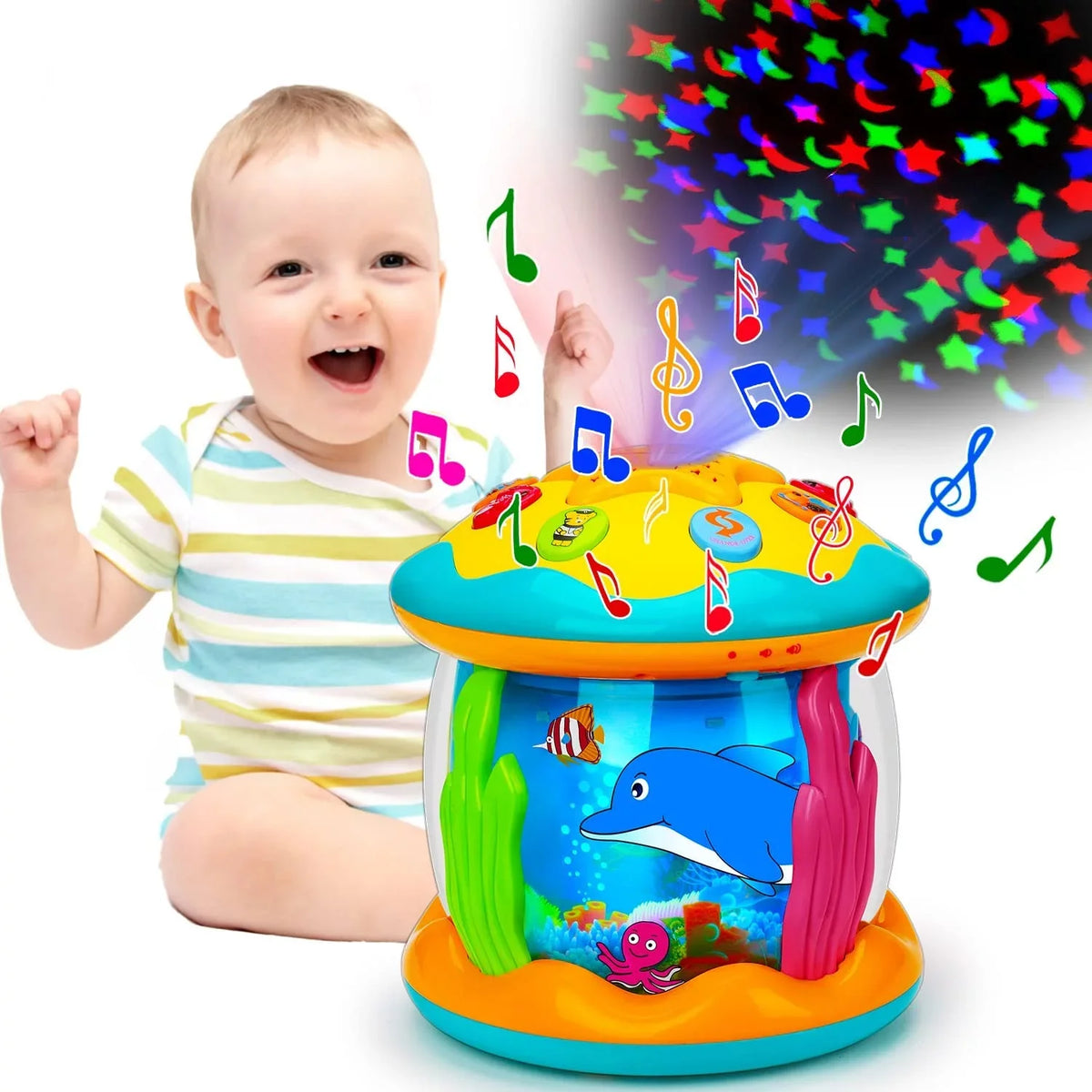 Projector Months Baby Musical 4 ISHANTECH 12 1 Rotating Up Toys to Ocean Toys Light Crawling in 6 Tummy Time Learning
