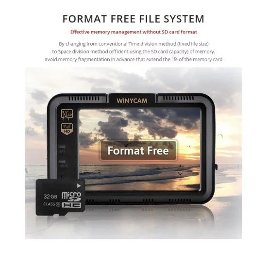 touch Car WinyTech cam wide Dual LCD Black HD box angle dash Screen 5MP 3.5" cameras