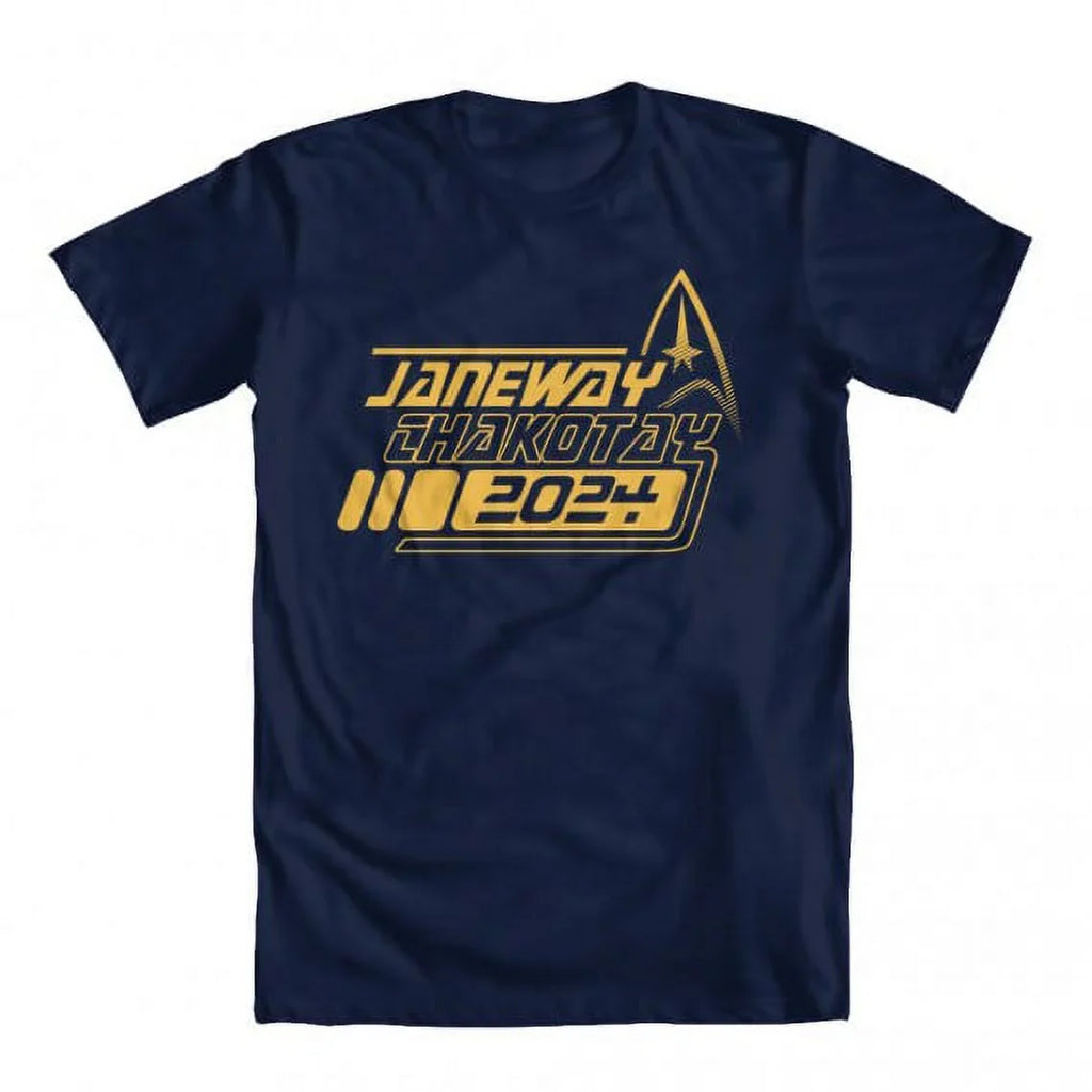 T-shirt Men's TEEZ Inspired Blue Star Trek GEEK Large Original Janeway by Chakotay Artwork 2024