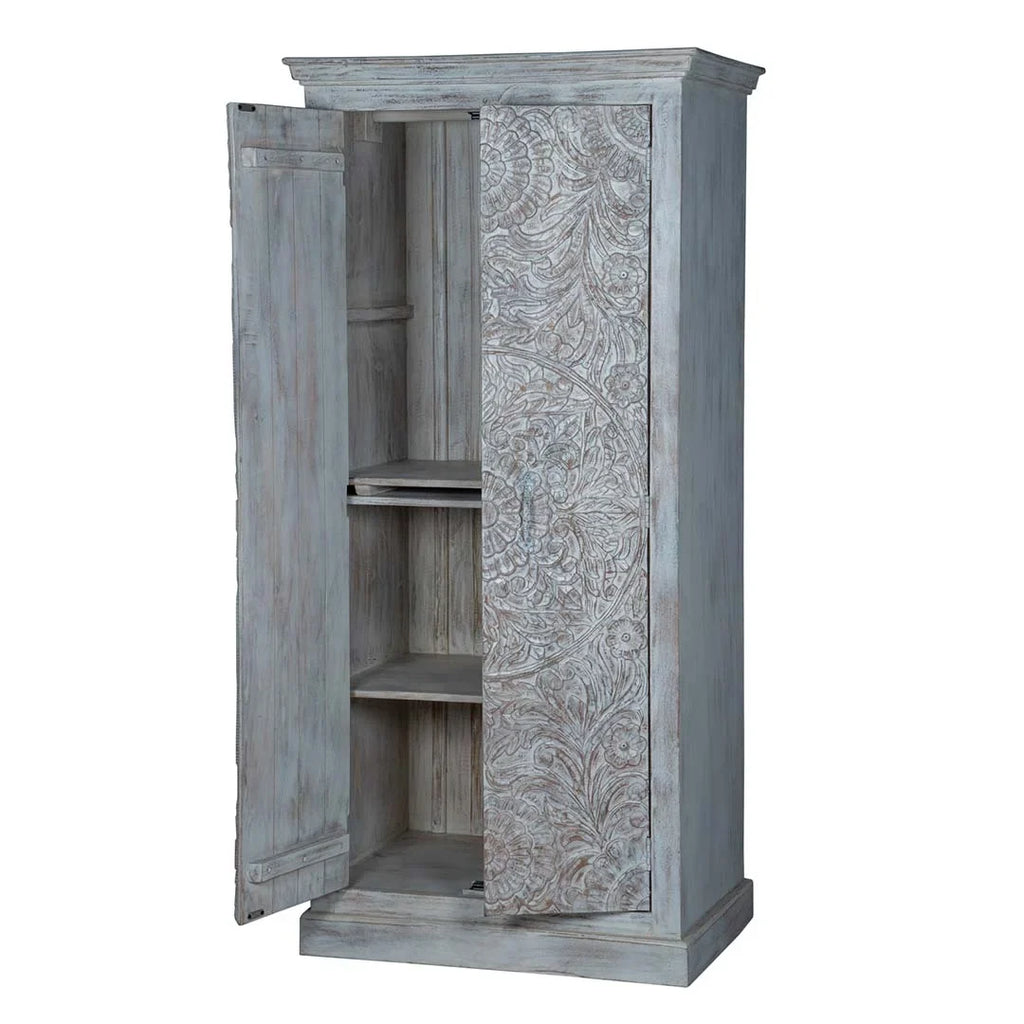 Chic Carved White Maadze Wardrobe Shabby