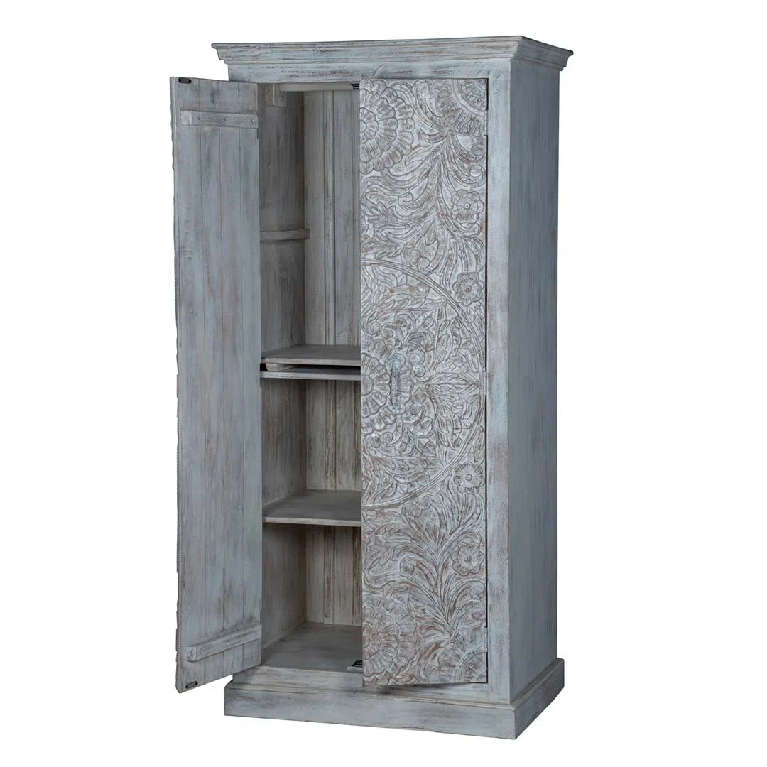 Chic Carved White Maadze Wardrobe Shabby