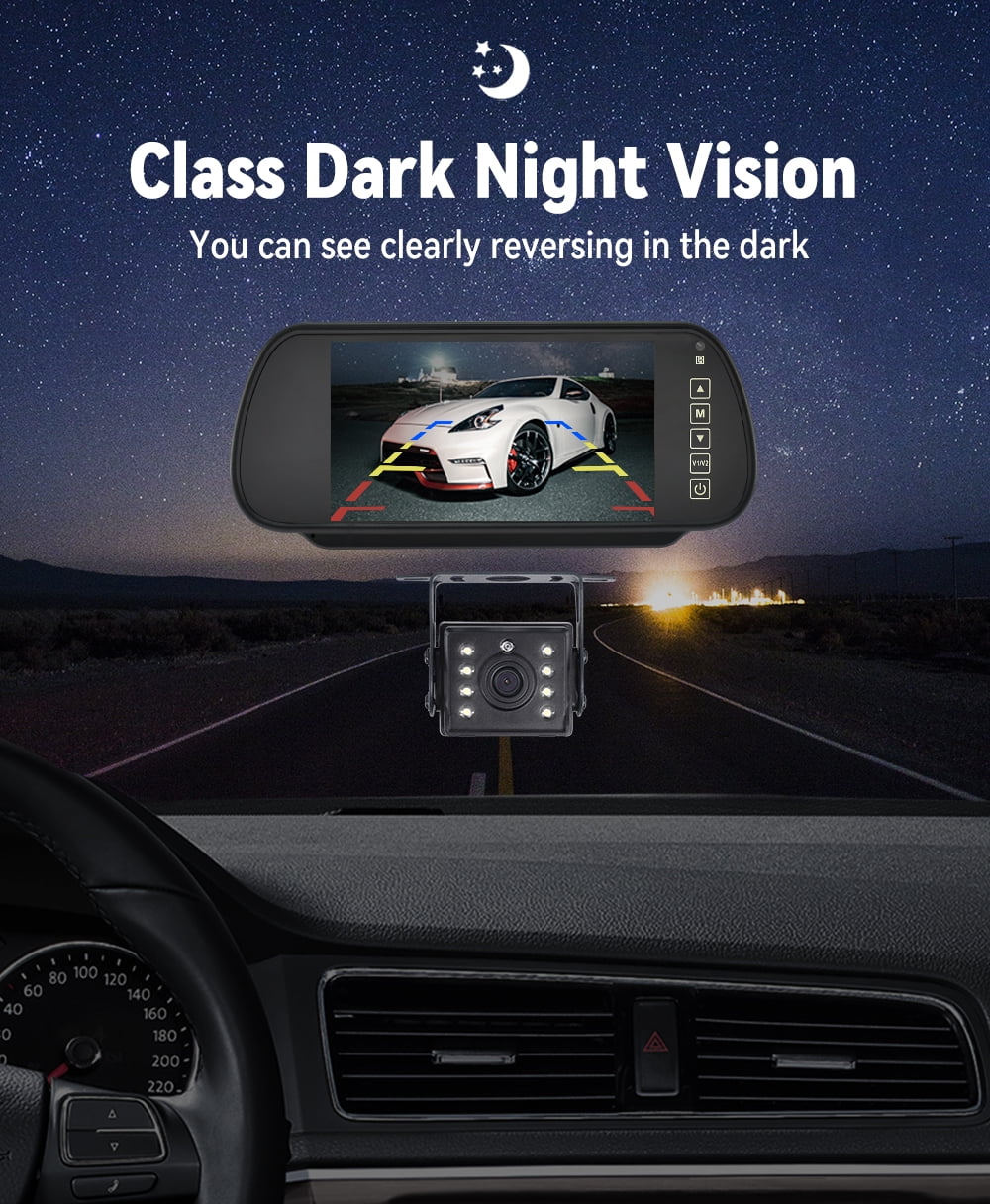 Camera Reverse Parking Plate Rear System Backup Car 7in HD Monitor License View