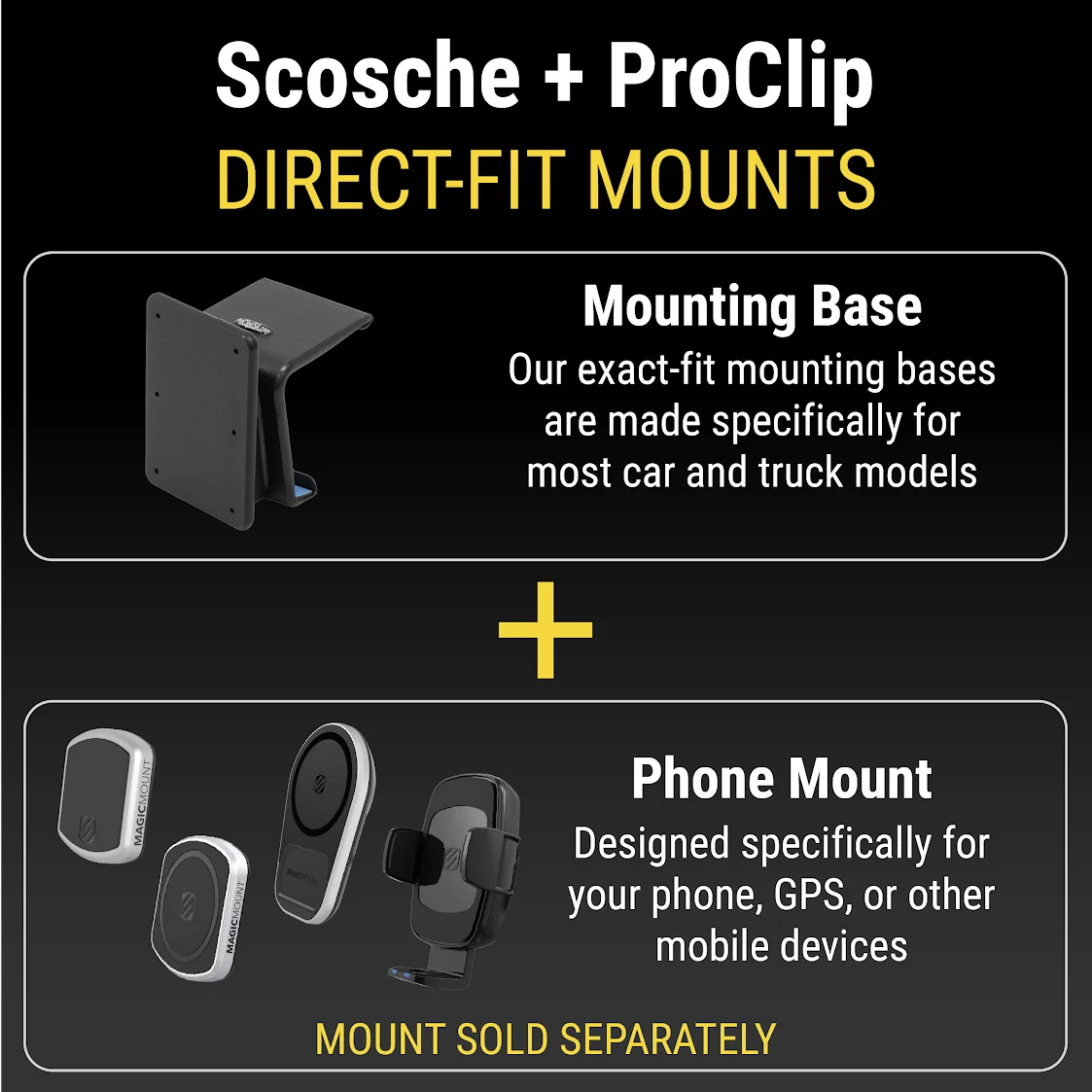 Compatible (Mounting Base 1500 Only) Scosche PC855014 ProClip Mount with 2014-2018 Silverado Dash Chevy Series Center