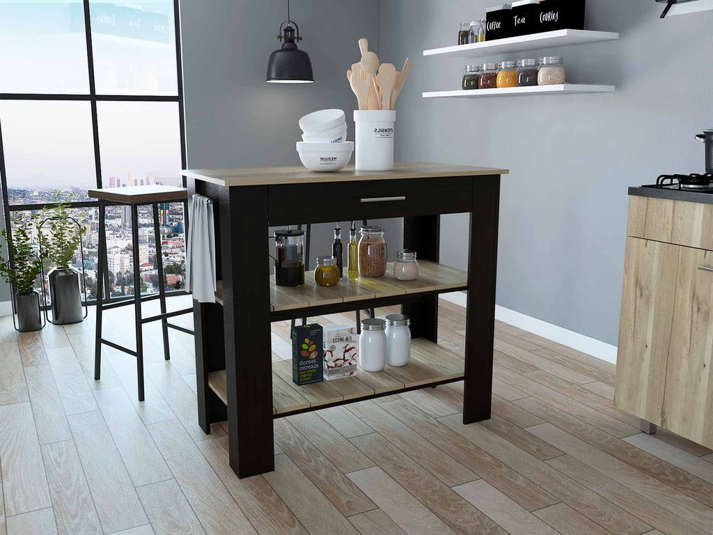 Kitchen Product Island, Assembled Boahaus Oak Light Reims / Height Wengue in, Black 37