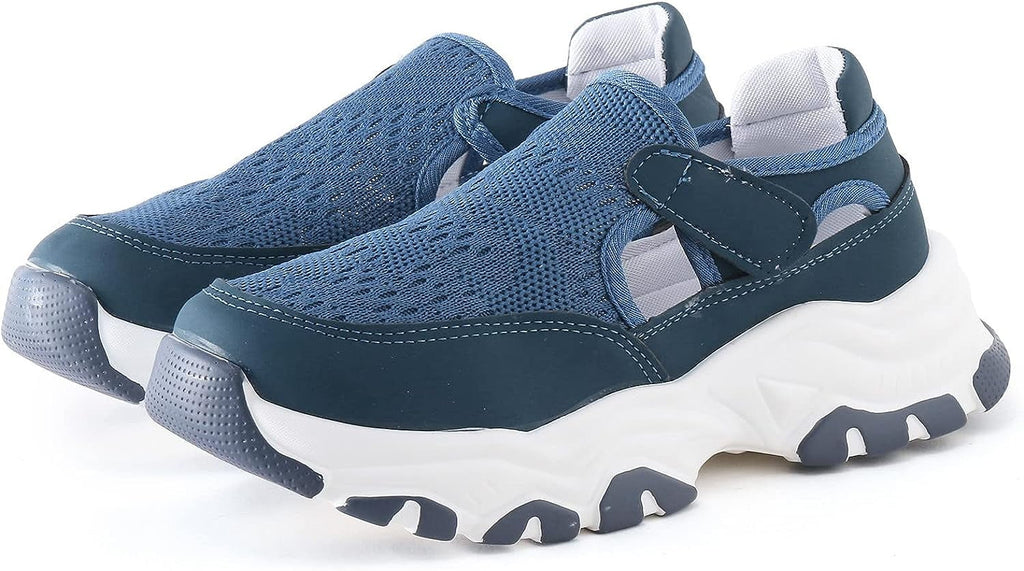 Breathable Toe Seasons Slip Wedges Loop Flat Non Hook Women Round Shoes Mesh Color Women's Four Solid