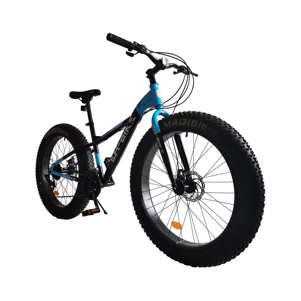 Tire 7-Speed, 26-Inch 76x24.8x40in Steel Wide Tires, Mountain Wheels, and Front Brakes Bike, 4-Inch Fat - Rear Mens Frame, Knobby Blue