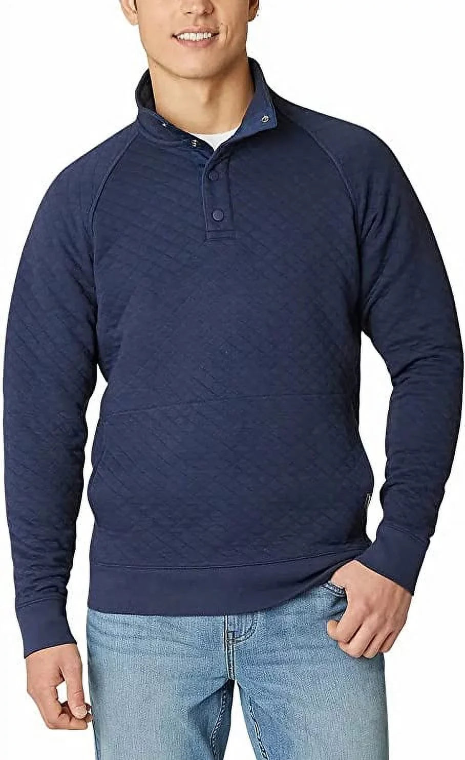 Medium) Quarter Pullover Mock Snap Quilted Mens Midweight Bauer (Blue, Eddie