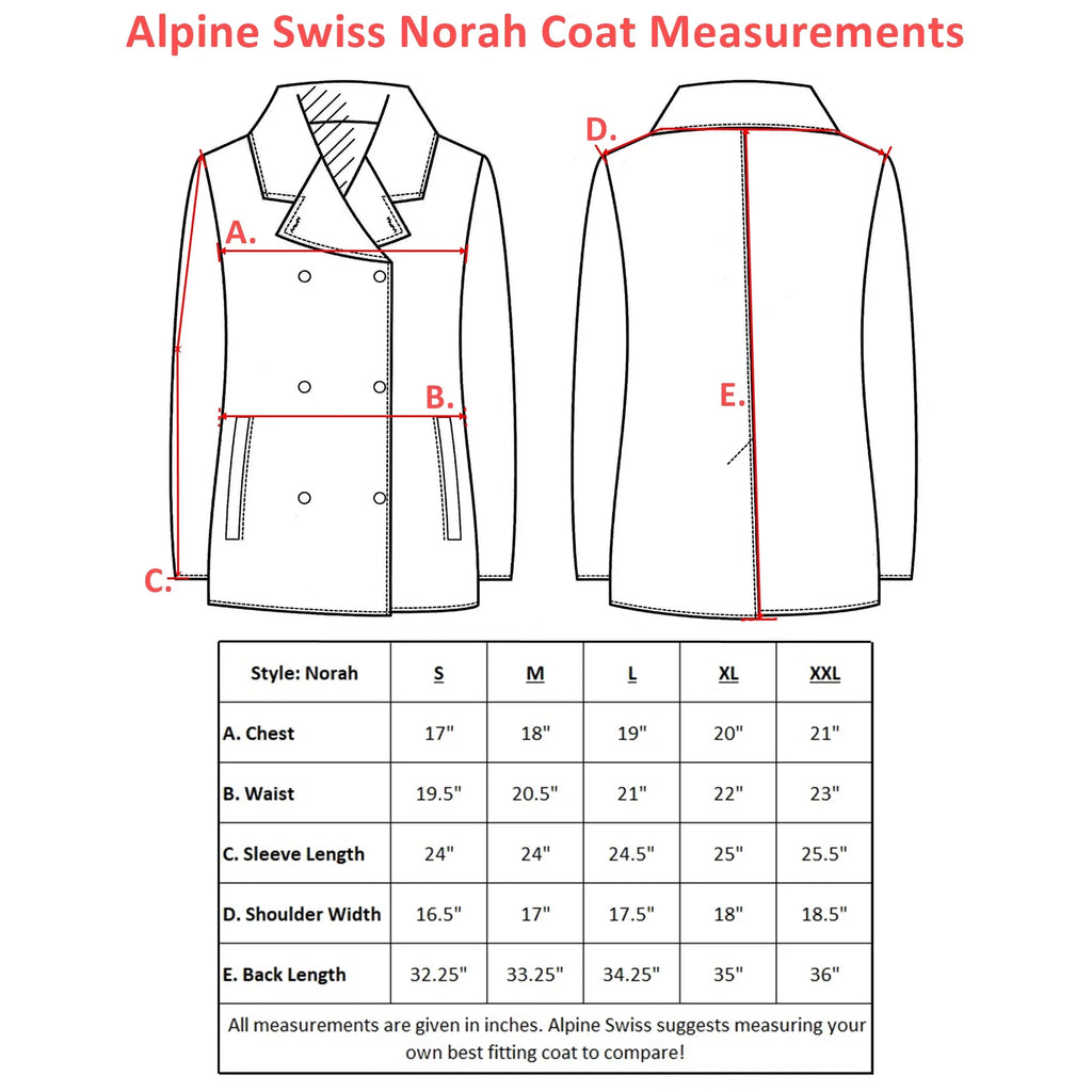 Alpine Breasted Jacket Coat Wool Overcoat Norah Swiss Peacoat Womens Double