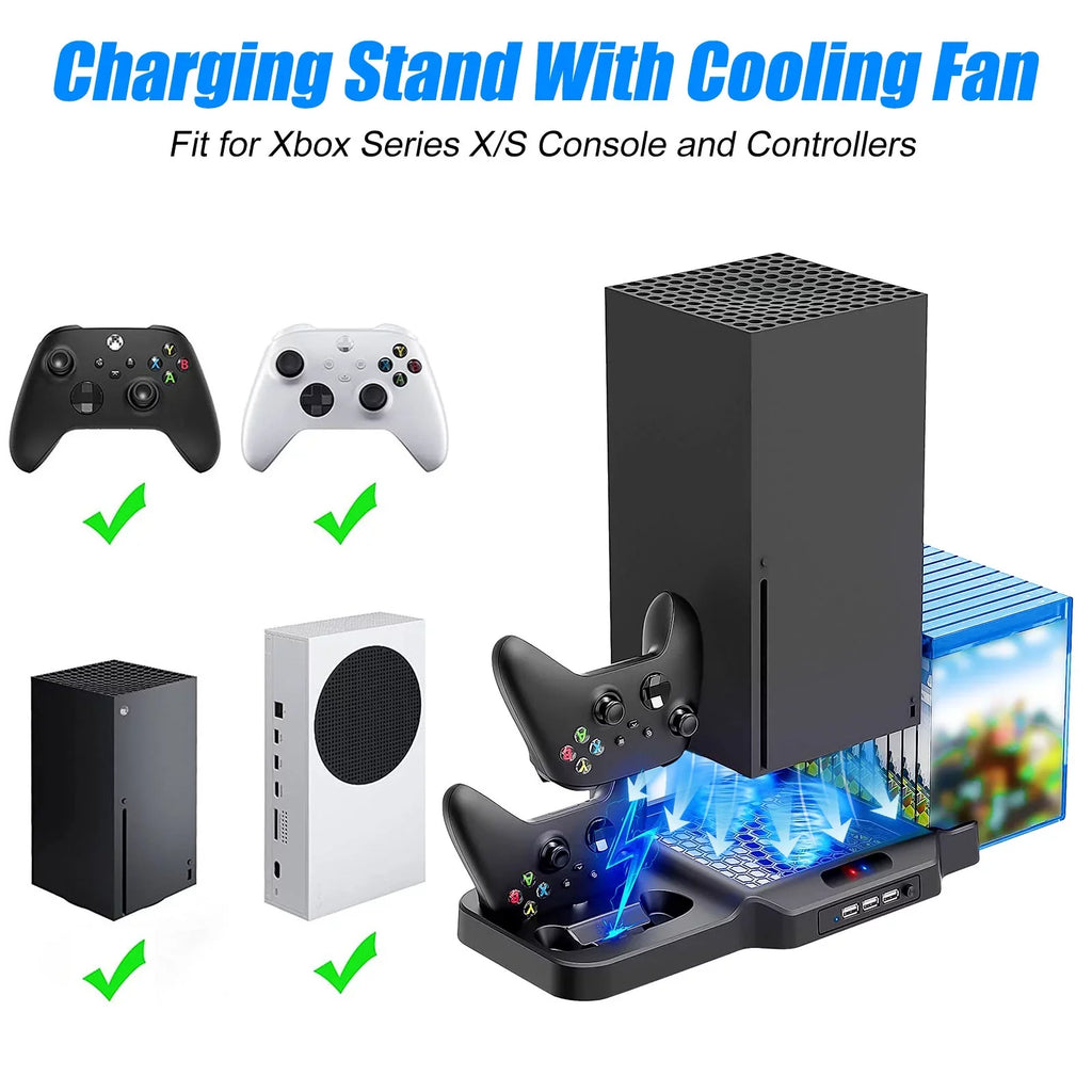 Xbox with Series Slots EEEkit Controller Station for Fit Xbox Fans, S/X Stand Fit Charging USB for Vertical Dual 3 with 2 11 X/S Game Dock Fast Series Cooling Ports, Disc